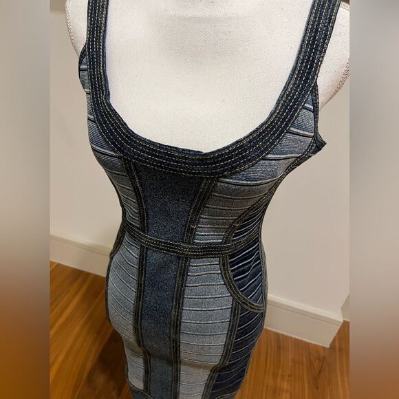 Authentic Herve Leger denim bandage dress size small ￼ - Picture 3 of 9